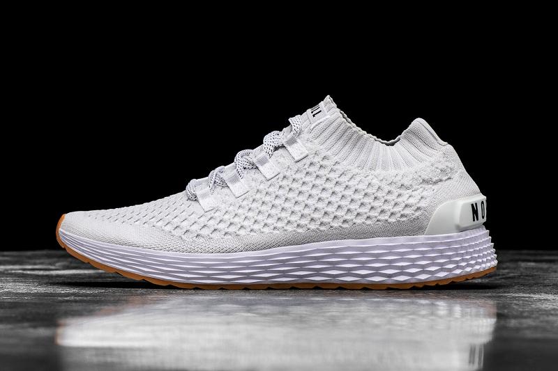 White Nobull Knit Runner Men's Running Shoes | CA J1125P